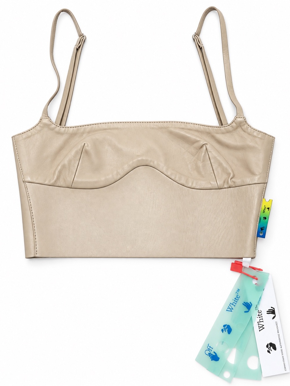 Off-White 100% Leather Cropped Bustier Top